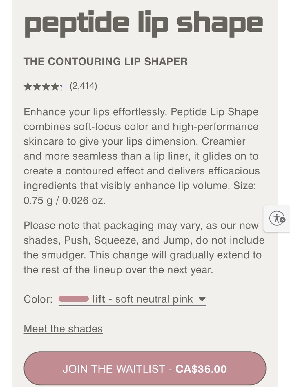 RHODE Peptide Lip Shape Contour in Lift. New in box.